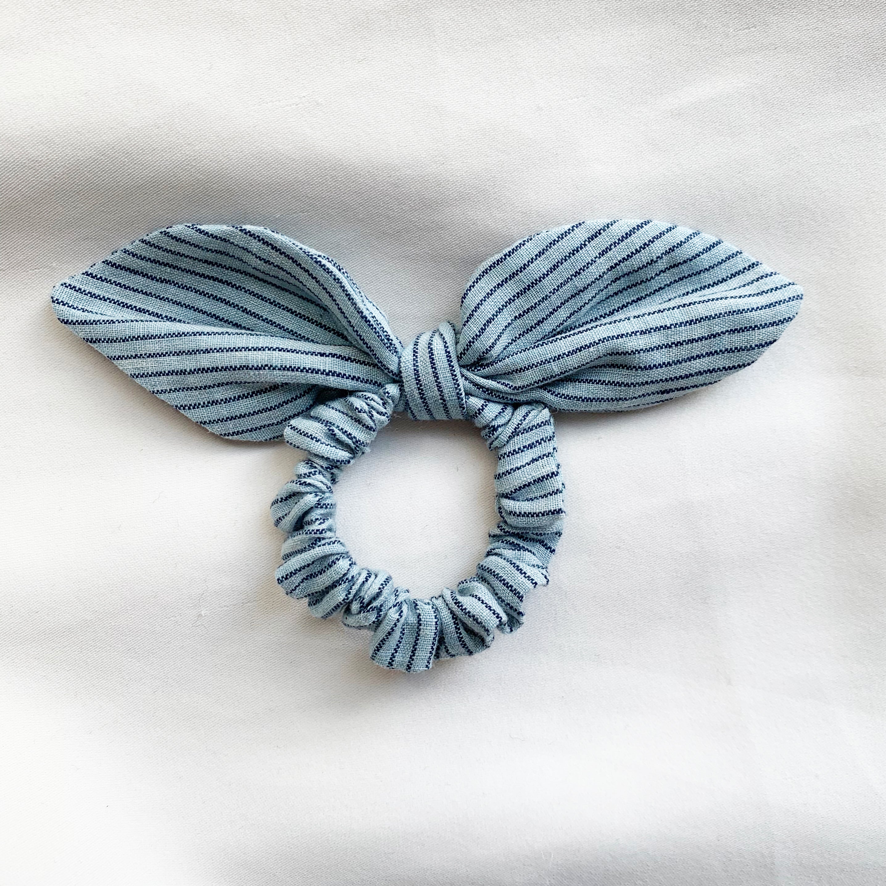 Bow Scrunchie - Blue Stripes