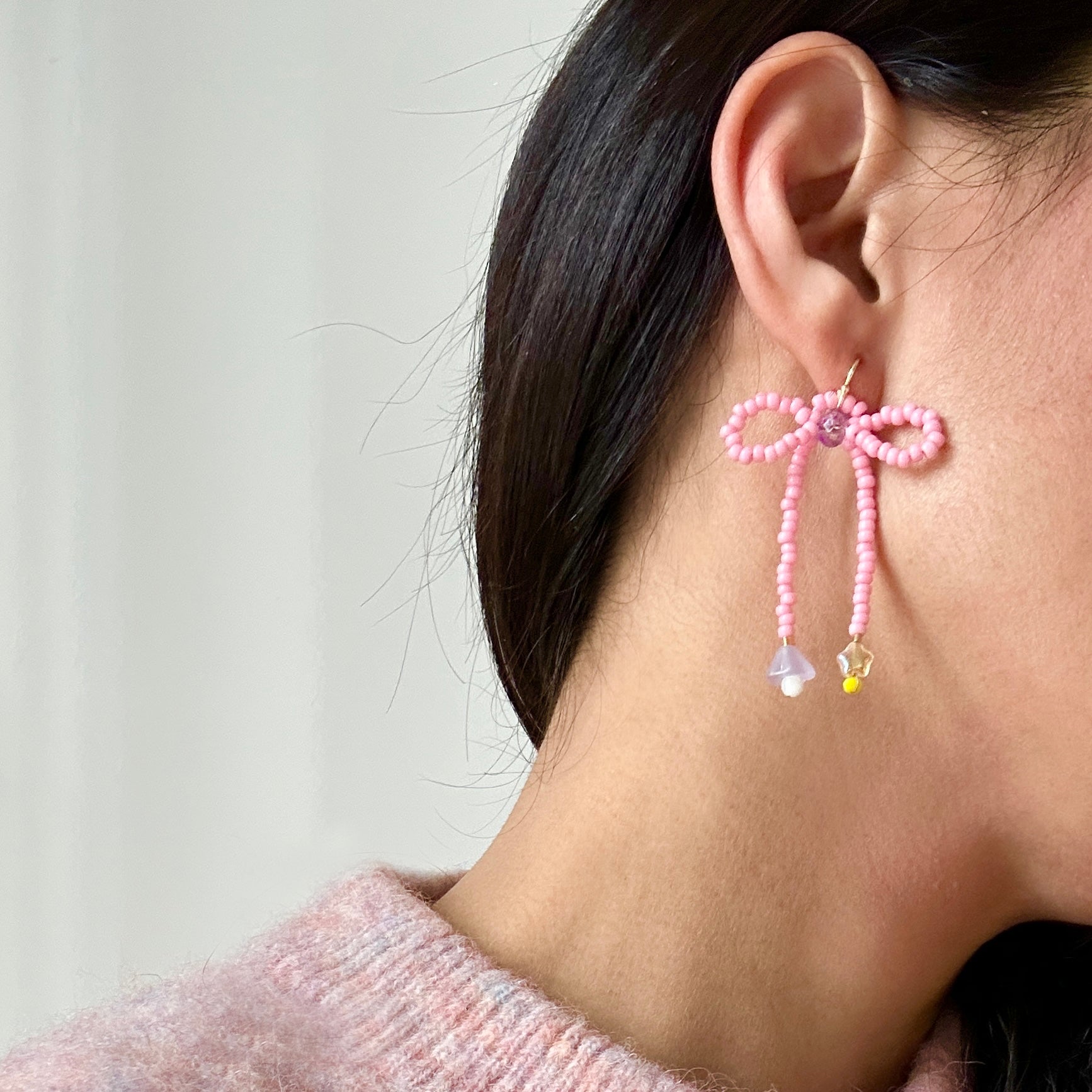Bow Earrings - Pink