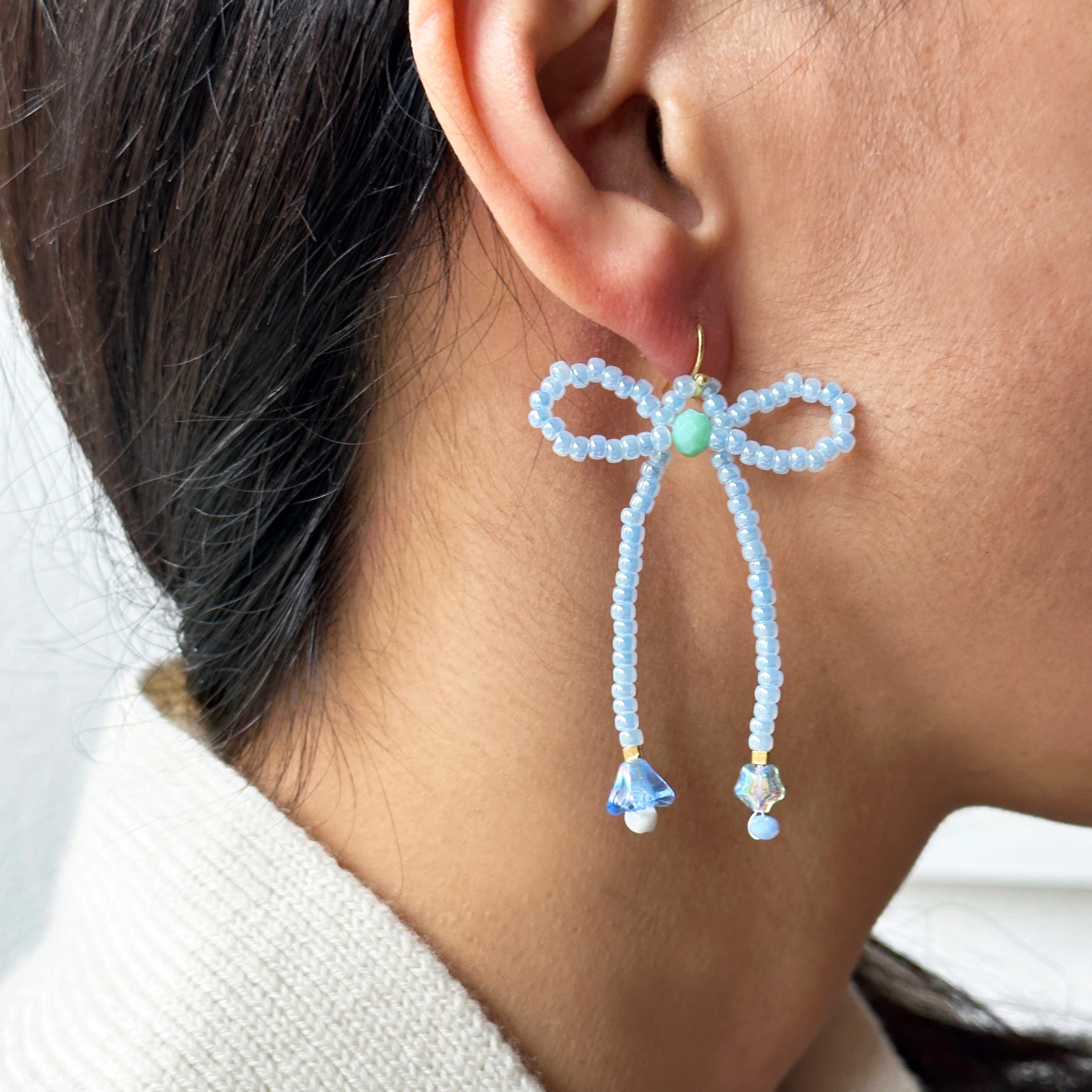 Bow Earring - Sky Blue