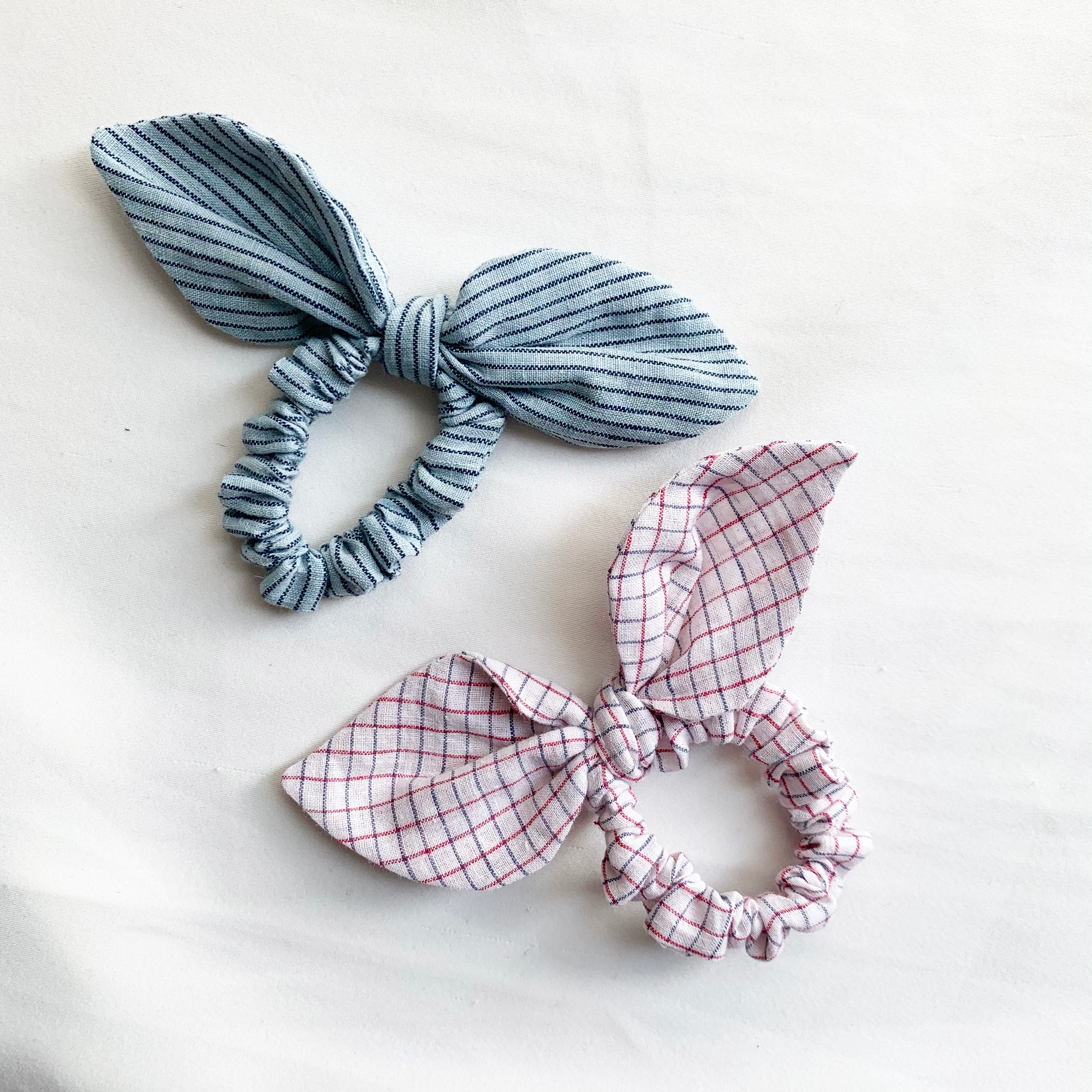Bow Scrunchie - Blue Stripes