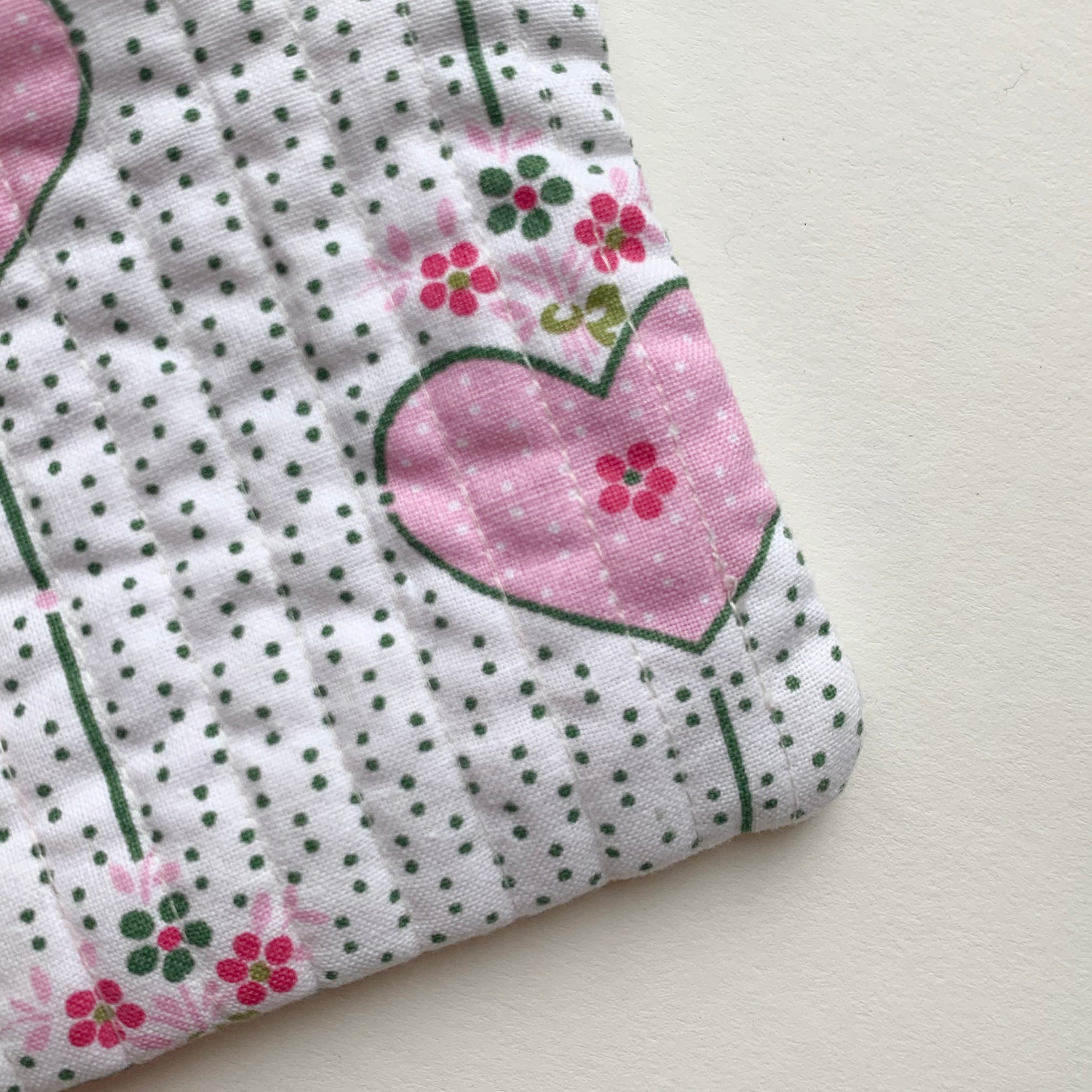 Quilted Coin Purse - Rose Heart Print