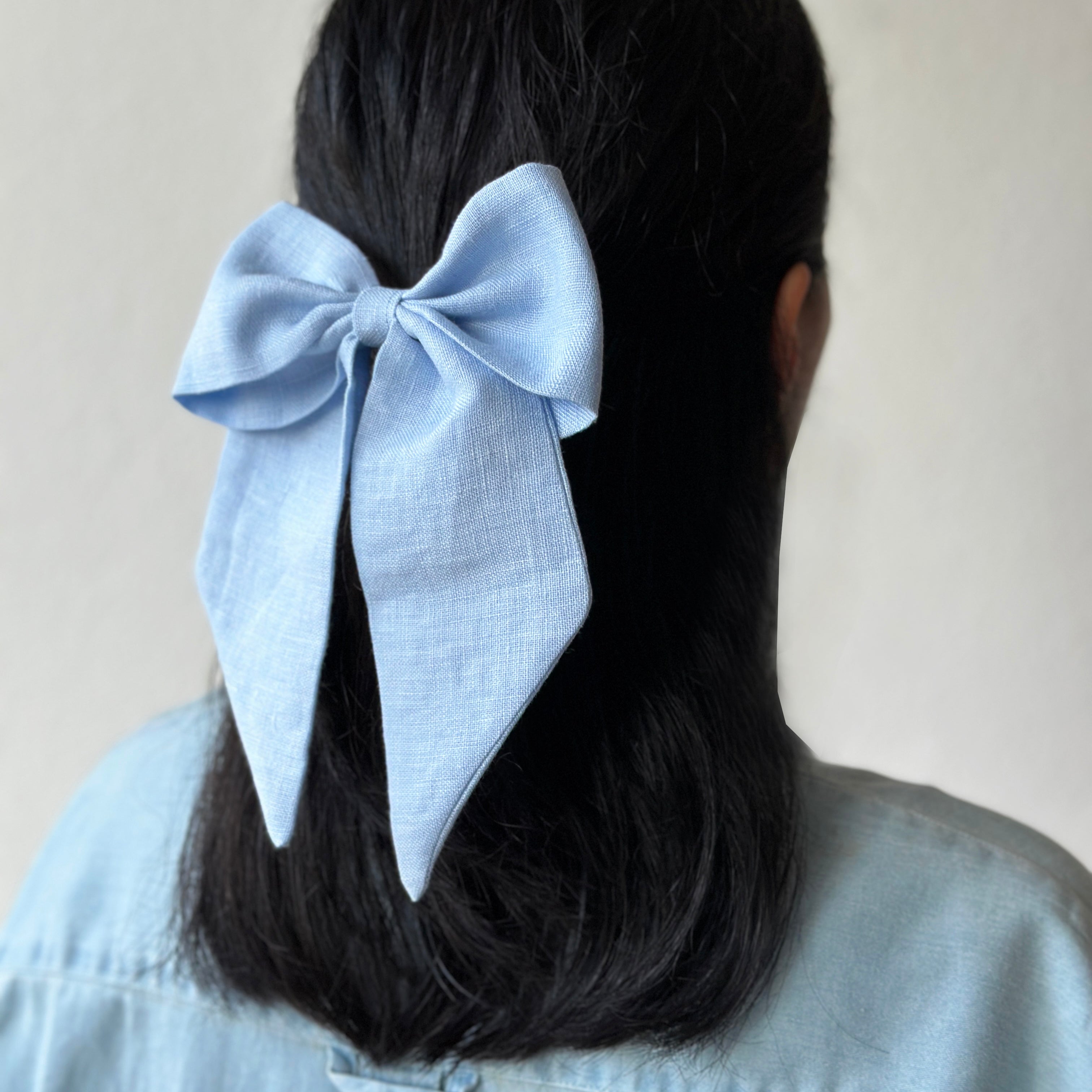 Oversized Hair Bow - Sky Blue