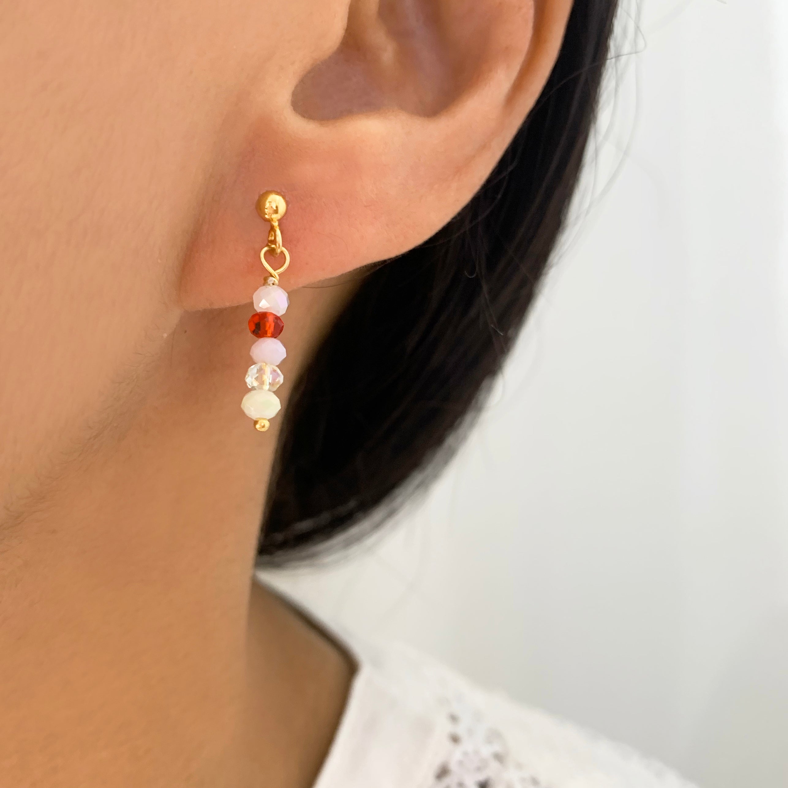 Tiny Crystals Earring Rosé & Red