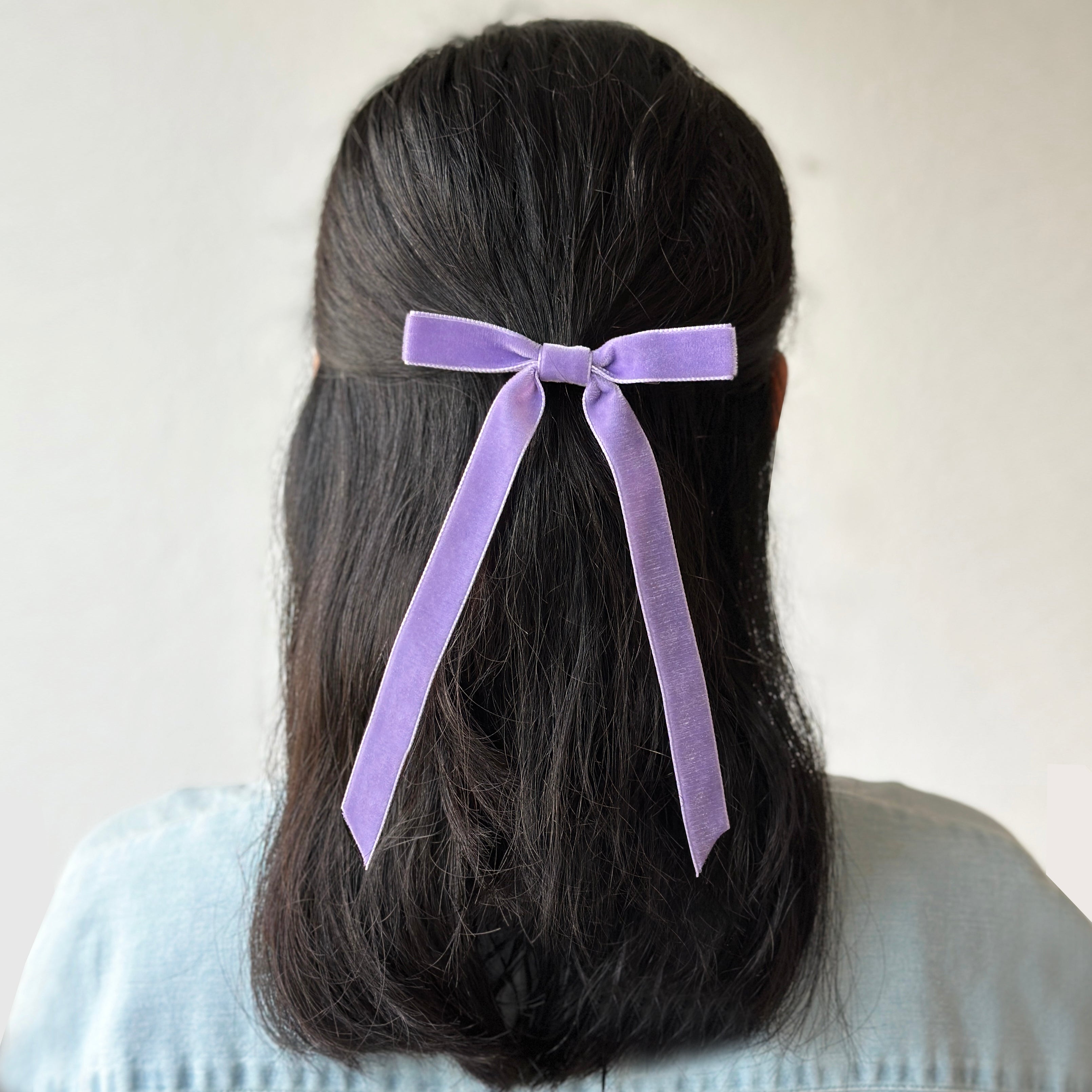 Velvet Hair Bow - Lilac