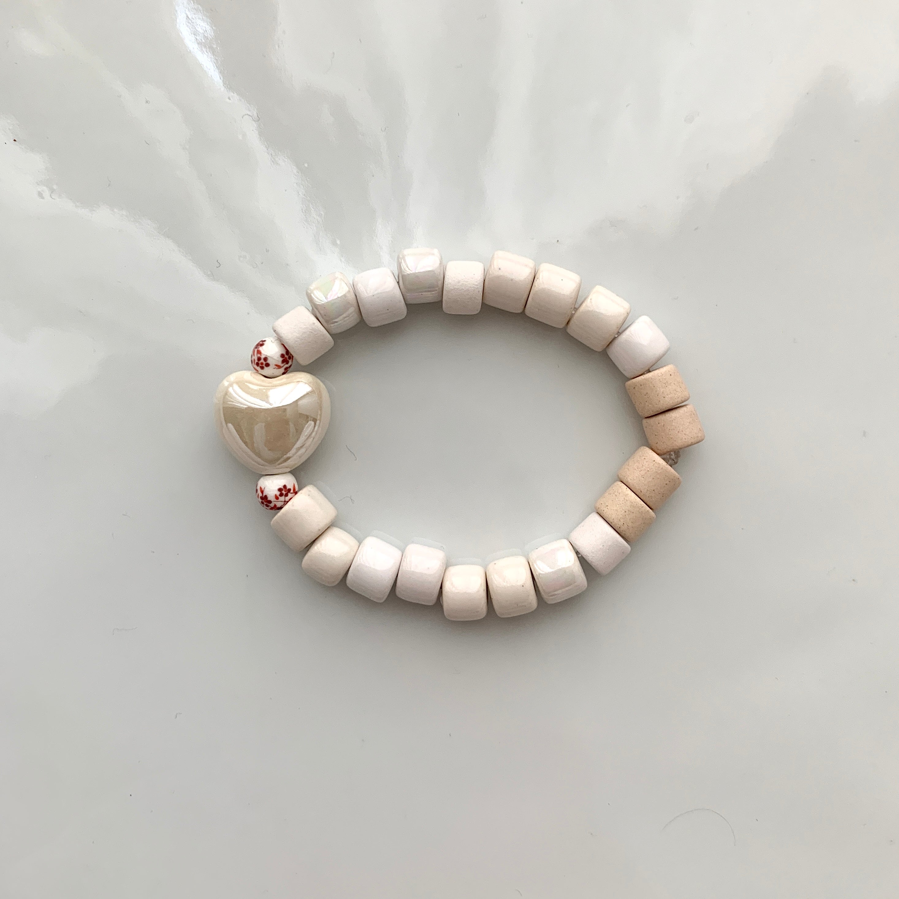 Close To My Heart Bracelet - Cream and White